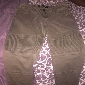 Army green biker pants